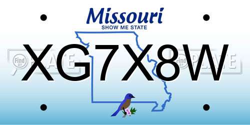 XG7X8W Missouri License Plate