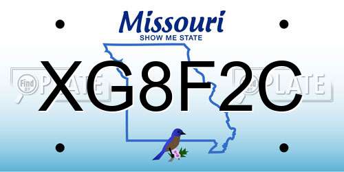 XG8F2C Missouri License Plate