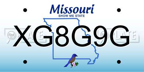XG8G9G Missouri License Plate