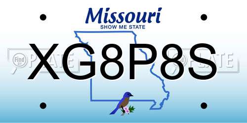 XG8P8S Missouri License Plate