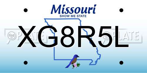 XG8R5L Missouri License Plate