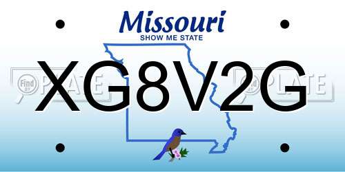 XG8V2G Missouri License Plate