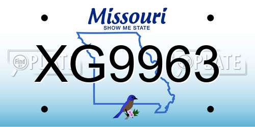 XG9963 Missouri License Plate