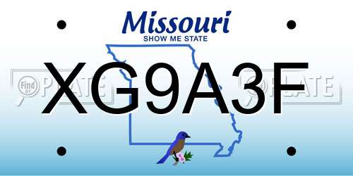 XG9A3F Missouri License Plate