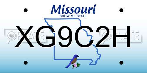XG9C2H Missouri License Plate