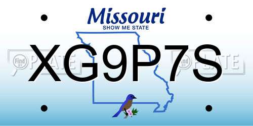 XG9P7S Missouri License Plate