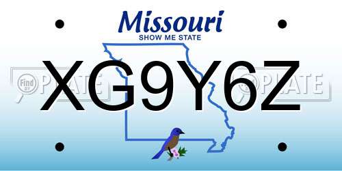 XG9Y6Z Missouri License Plate