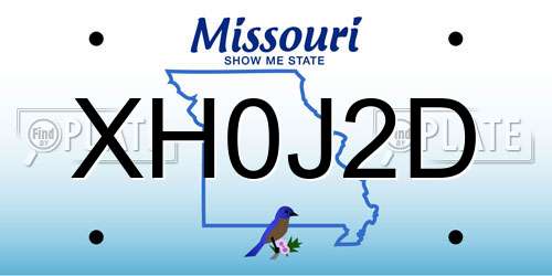 XH0J2D Missouri License Plate