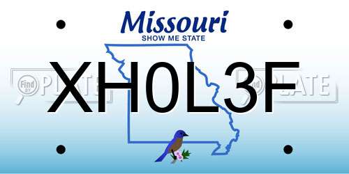 XH0L3F Missouri License Plate