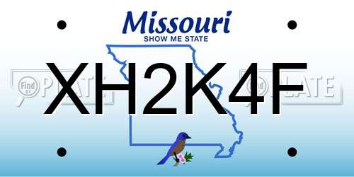 XH2K4F Missouri License Plate