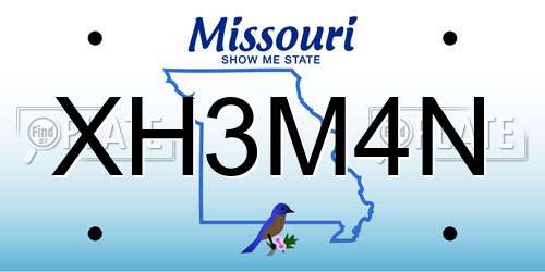 XH3M4N Missouri License Plate