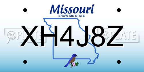 XH4J8Z Missouri License Plate