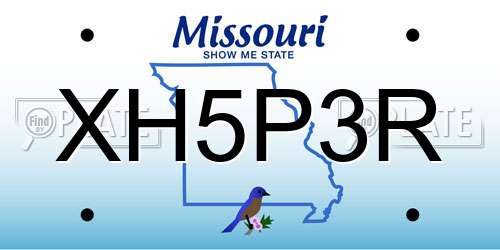XH5P3R Missouri License Plate