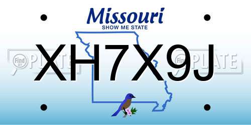 XH7X9J Missouri License Plate