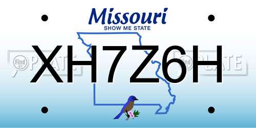 XH7Z6H Missouri License Plate