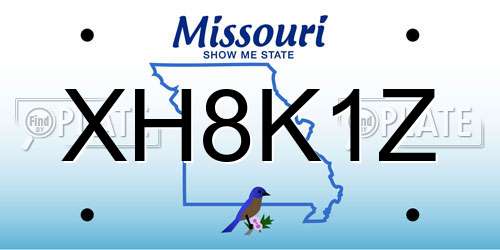 XH8K1Z Missouri License Plate