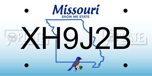 XH9J2B Missouri License Plate