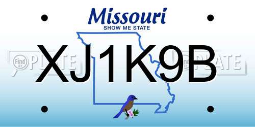 XJ1K9B Missouri License Plate