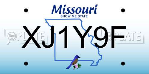 XJ1Y9F Missouri License Plate