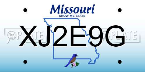 XJ2E9G Missouri License Plate