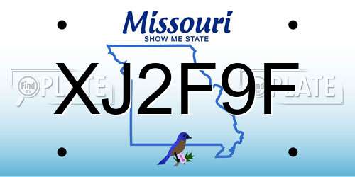 XJ2F9F Missouri License Plate