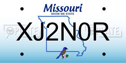 XJ2N0R Missouri License Plate