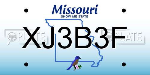 XJ3B3F Missouri License Plate