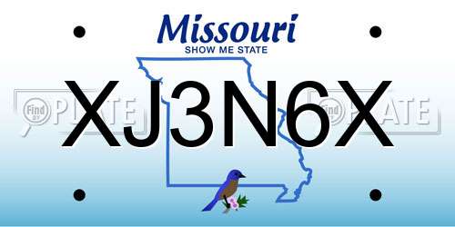 XJ3N6X Missouri License Plate