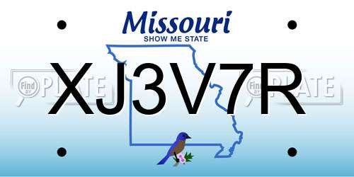XJ3V7R Missouri License Plate