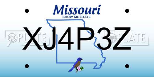 XJ4P3Z Missouri License Plate