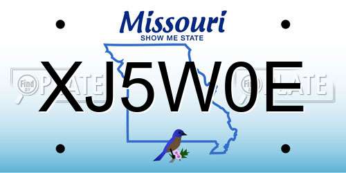 XJ5W0E Missouri License Plate