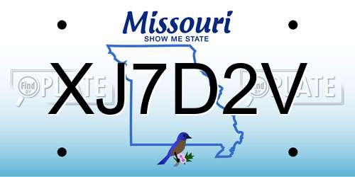 XJ7D2V Missouri License Plate
