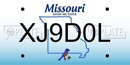 XJ9D0L Missouri License Plate