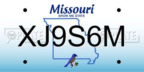 XJ9S6M Missouri License Plate