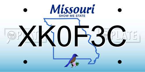 XK0F3C Missouri License Plate