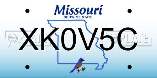 XK0V5C Missouri License Plate