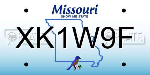 XK1W9F Missouri License Plate