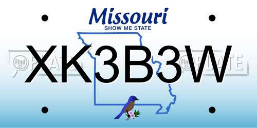 XK3B3W Missouri License Plate