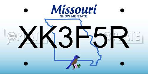 XK3F5R Missouri License Plate