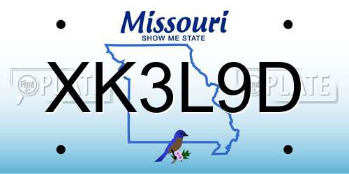 XK3L9D Missouri License Plate