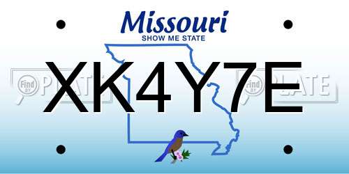 XK4Y7E Missouri License Plate