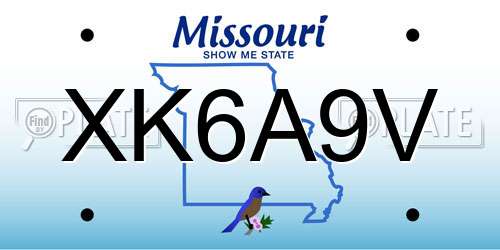 XK6A9V Missouri License Plate