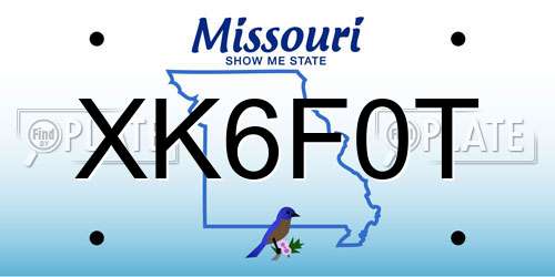 XK6F0T Missouri License Plate