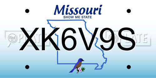 XK6V9S Missouri License Plate