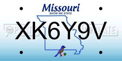 XK6Y9V Missouri License Plate