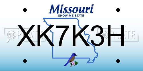 XK7K3H Missouri License Plate
