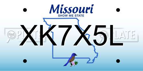 XK7X5L Missouri License Plate