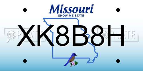 XK8B8H Missouri License Plate