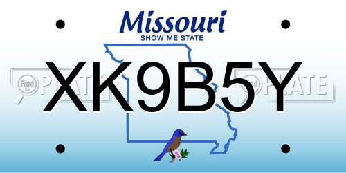 XK9B5Y Missouri License Plate