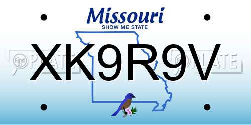 XK9R9V Missouri License Plate